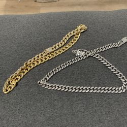 FAKE Gold And Silver Diamond Chain 