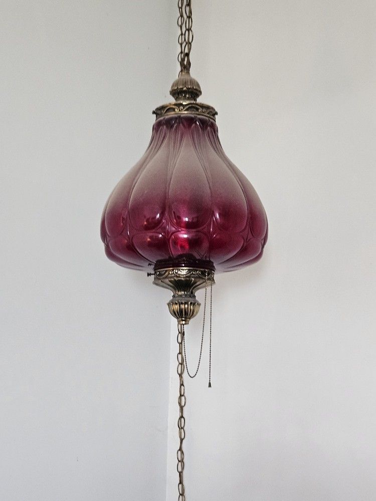 Vintage Cranberry Hanging Light