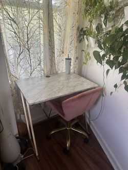Desk And Pink And Gold Office Chair