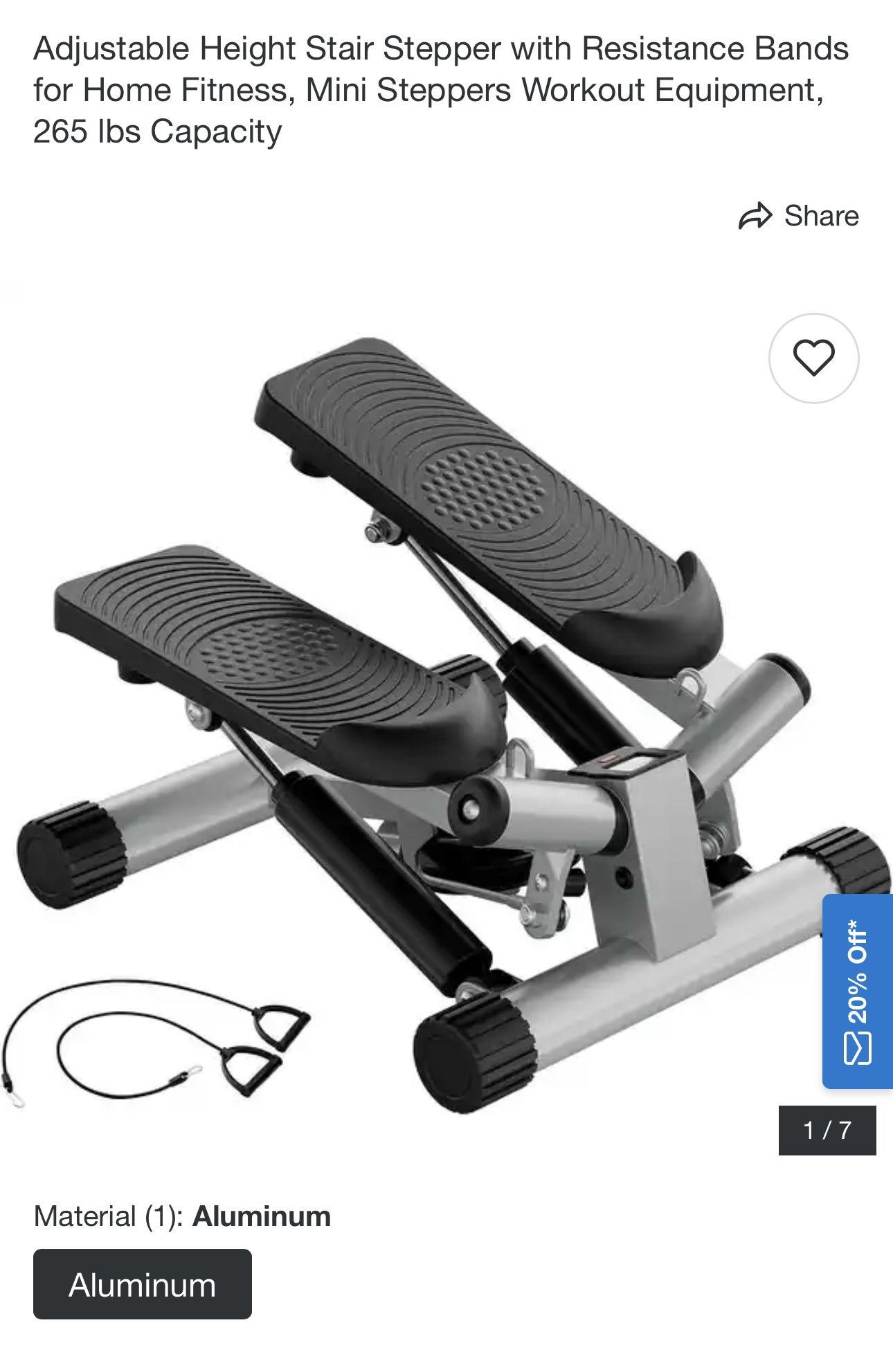 New! Stair Stepper with Resistance Bands for Home Fitness, Adjustable Height Stair Stepper, Workout Equipment, 265 lbs Capacity