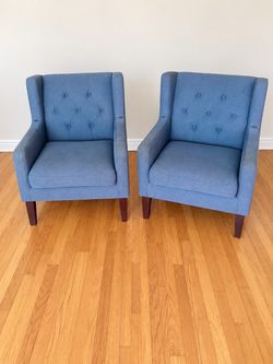 Set of 2 Blue Tufted Accent Chairs – $95 OBO