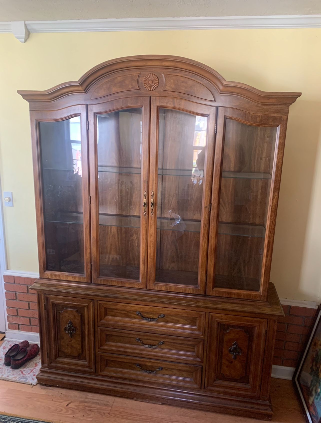 Vintage China Hutch & Formal Dining Room Table With Matching Chairs