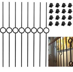 (Brand New in Box) 8 Pack Iron Balusters for Staircase,Hollow Single Ring Stair Balusters 1/2"" Square Iron Balusters with 16 Swivel Shoes /A2-CN-545
