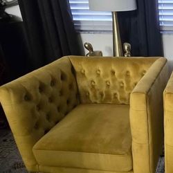 Mustard Yellow Velvet Armchair 