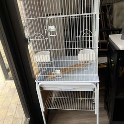 Open Top Rolling Parrot Bird Cage for Cockatiel Sun Parakeet Green Cheek Conure Mid-Sized Parrot Cage with Detachable Stand