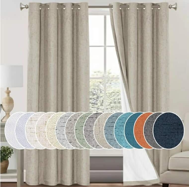 New 100% Blackout Curtains for Bedroom Linen Textured Curtain Panels 84 inches Long Energy Smart & Noise Reducing Blackout Drapes for Living Room Burl