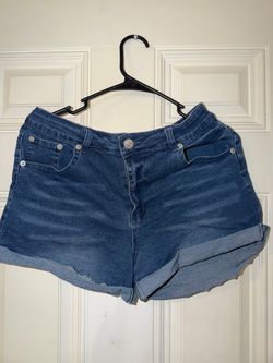 Women's Blue Denim Cuffed Jean Shorts