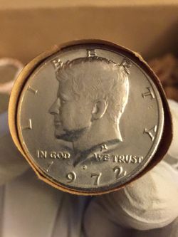 Roll of 1972 half dollar coins