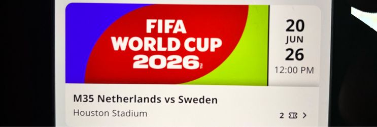 FIFA World Cup  Category 2 tickets - Netherlands vs Sweden
