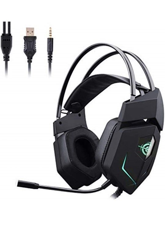 Gaming Headset, GAKOV MV3 USB PC Gaming Headphones Super Bass Noise Cancelling Over Ear Earphones with Memory Foam Ear Cushions Compatibility w Xbox A