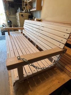 OAK PORCH SWING 60” Wide With Chain $250. 