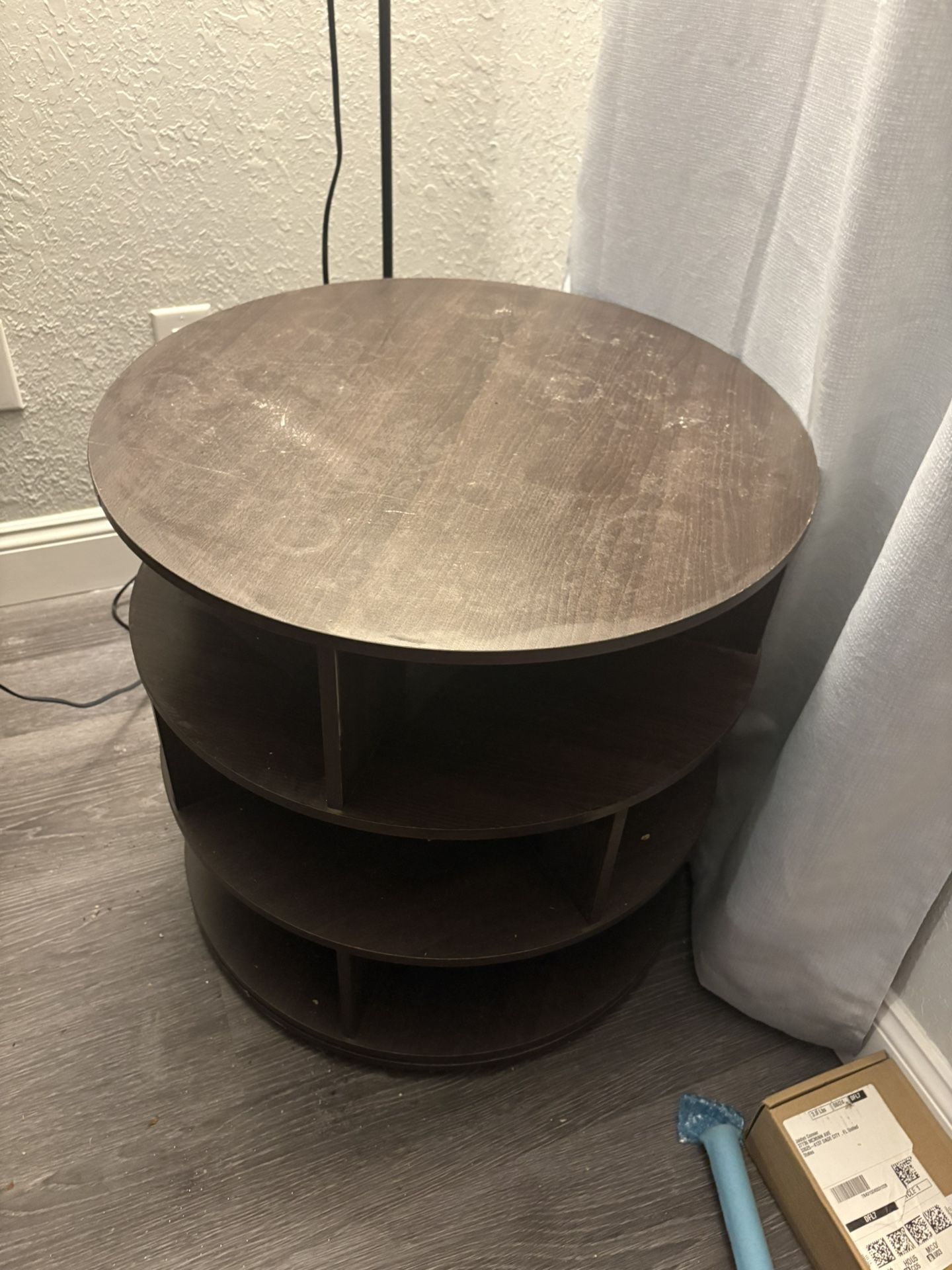 Brown Wood Spinning End Table