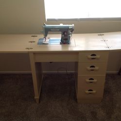 VINTAGE  " UNIVERSAL" SEWING  MACHINE AND DESK