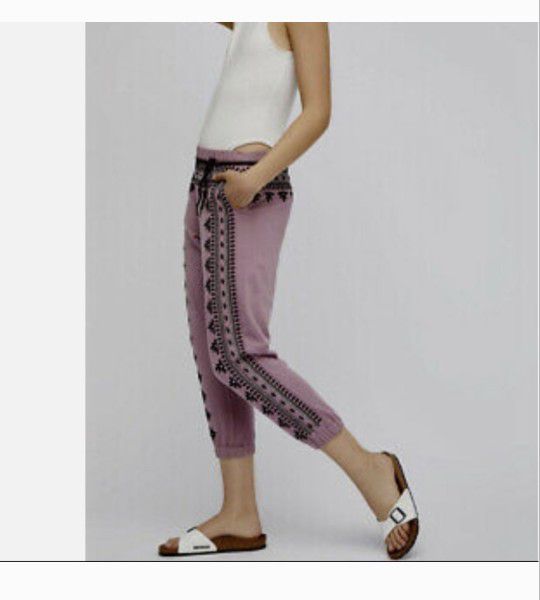 Free People Three Wishes Embroidered Jogger Sweatpants