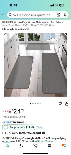 NEW 3 PIECE GREY RUG SET