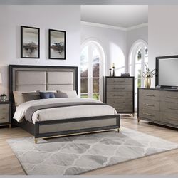 Brand New Payson Wood Finish Queen Size Bed Set 