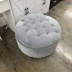 Round Storage Ottoman, 30" Modern Button Tufted Ottoman Coffee Table with Removable Top
