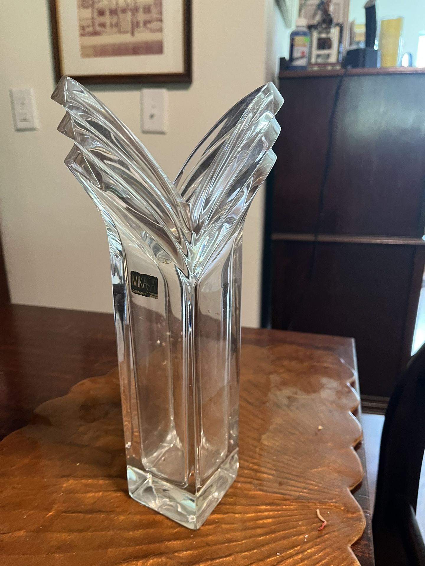 Mikasa w/label Art Deco B Flute German crystal Flower Vase