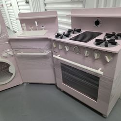 Large Wooden Play Kitchen Set + Fridge & Washer/Dryer – My First Kenmore – Complete Set