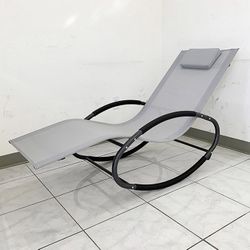 (Brand New) $45 Outdoor Rocking Zero Gravity Chair Patio Lounge Chair Recline Rocker for Backyard Pool w/ Pillow 
