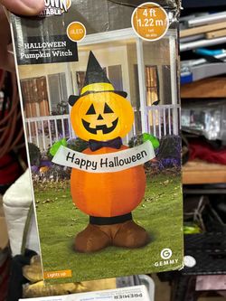 Gemmy 4ft Halloween Pumpkin Witch Inflatable
