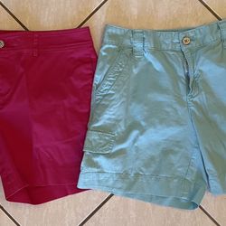 Lot of 2 Womens Shorts Size 6 Calvin Klein Cargo & Ralph Lauren Chino Pink