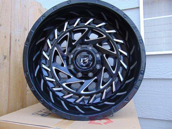 New 20X12 Gloss Black Milled Accents Rims *8X170 FORD* *-44MM Offset*

