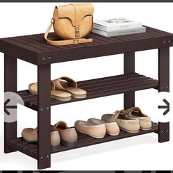 SONGMICS Shoe Rack Bench, 3-Tier Bamboo Shoe...