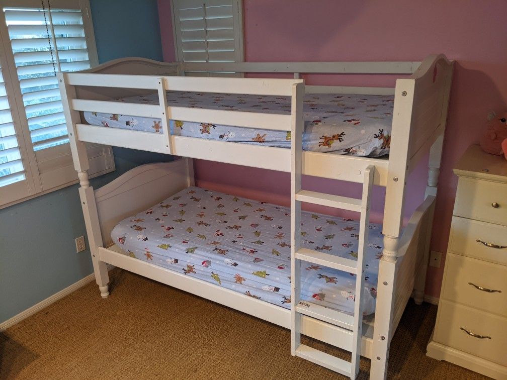 White Wood Bunk Bed