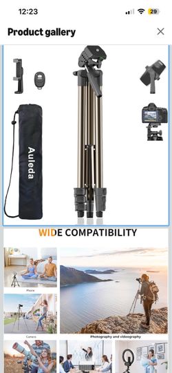 Brand new! 71″ Camera Tripod Aluminum Tall Tripod Stand Compatible with Canon Nikon with Wireless Remote Phone Holder and Bag Max Load 6.6 LB