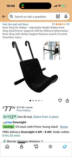 Knee Sling for Walker - Adjustable Height Walker Knee Sling Attachment