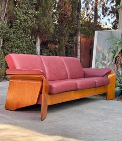 Ekornes Stressless Pegasus 3-Seater Sofa Norwegian MCM Bentwood Couch