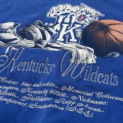 VTG 90s Kentucky Wildcats Basketball NUTMEG MILLS Crew Sweatshirt Sz XL Rare USA