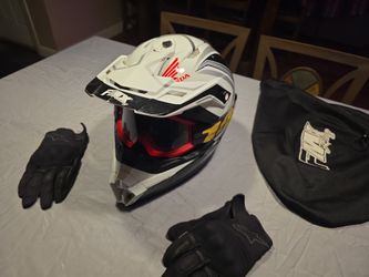 FMX Racing Helmet With Goggles And Bag. Gloves Included 