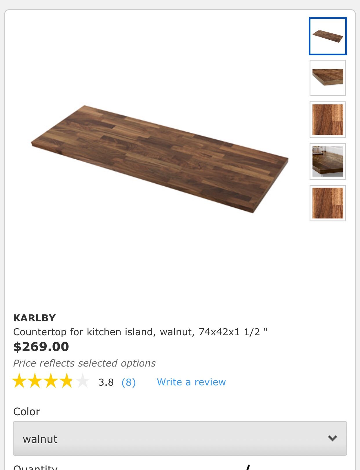 Ikea Karlby Walnut Island Countertop