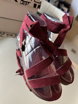 Burgundy Lace Up Sandals 