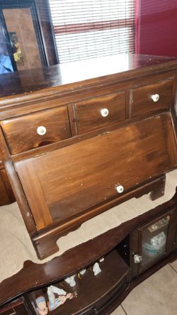 Ruth allen Vintage Wooden Secretary Desk with Drawers