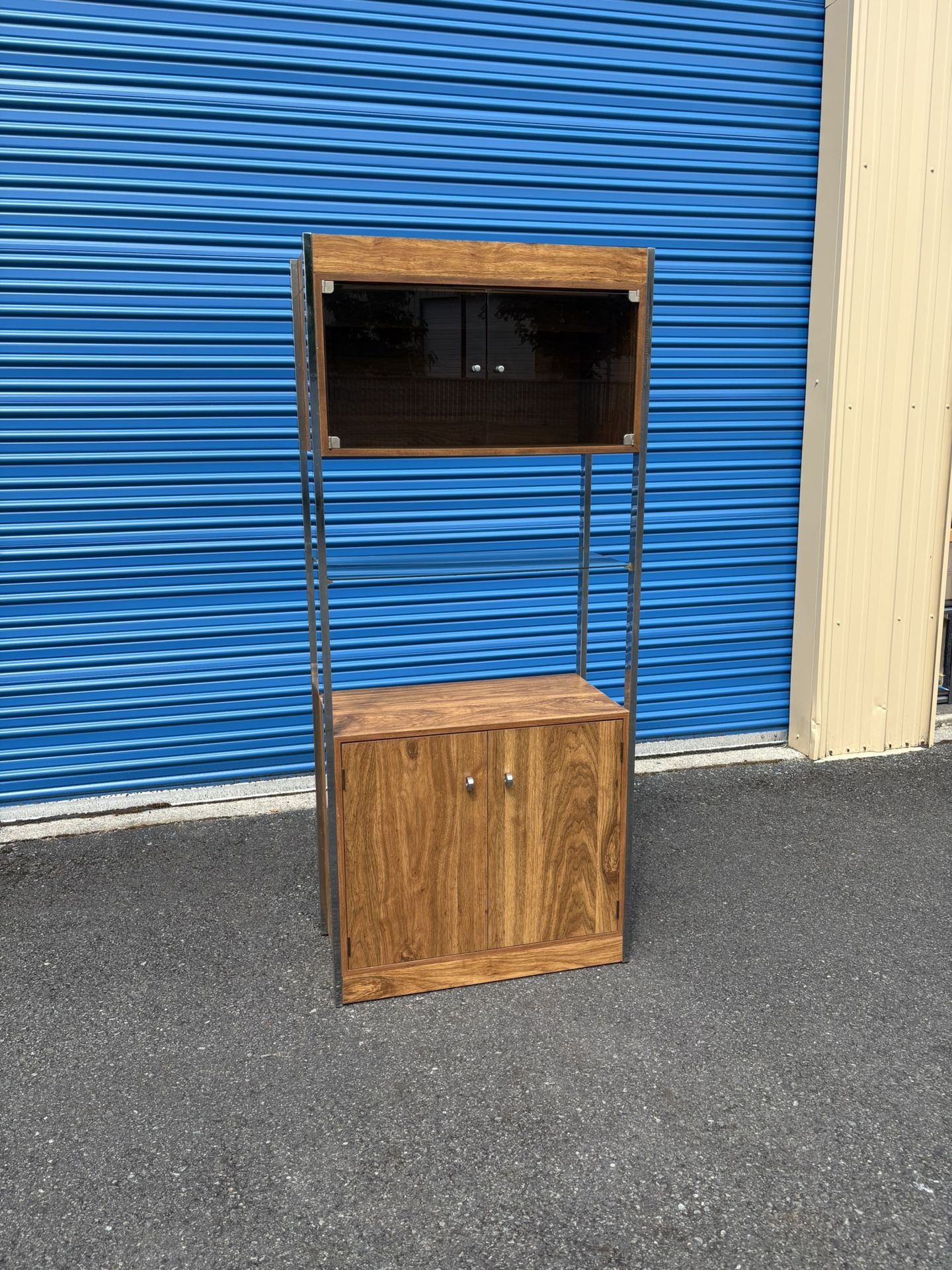 Mid Century Modern Walnut And Metal Shelf