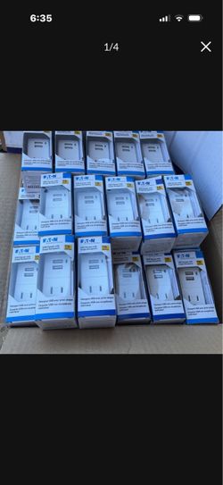 EATON USB Charger With Receptacle White New