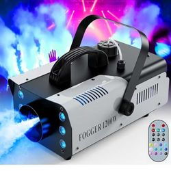 New Fog Machine Halloween, Smoke Machine 1200W and 6000CFM with Wireless Remote Control and 6 Colorful LED Lights for Outdoor Indoor Christmas Wedding