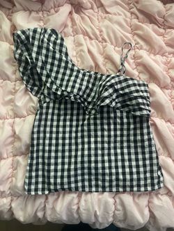 Plaid One Shoulder Top