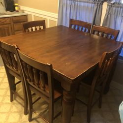 Pub Style Table With 6 Chairs -Solid And Heavy