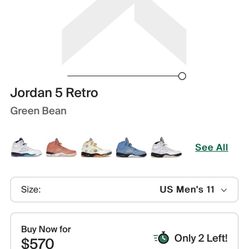 Air Jordan 5 Green Bean Size 11 DS 2006 Release