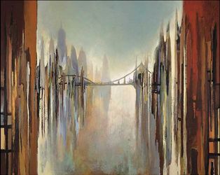 Stunning Oversized Framed Art “Bridges and Towers” By Gregory Lang 