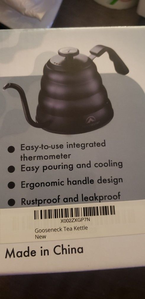 Stovetop Gooseneck Kettle With Thermometer - Stainless Steel Pour Over Coffee Goose Necked Kettle - Portable Stove Top Tea Pot With Heat Resistant Ha