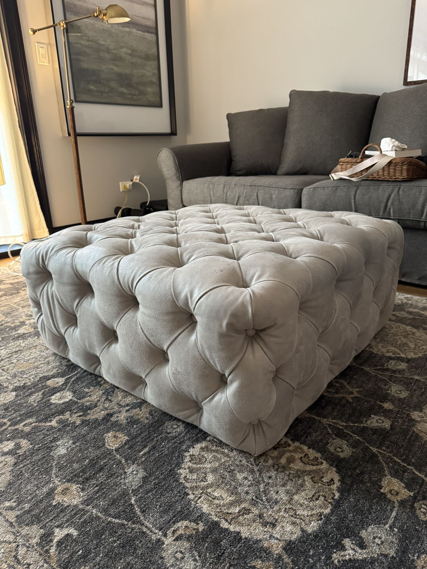 Tufted Leather Ottoman