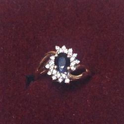 14k Sapphire Diamond Ring