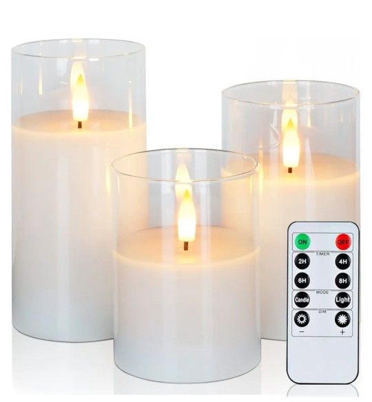 Glass Flameless Candle Set