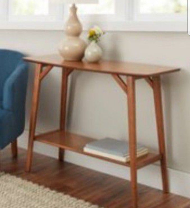 New BHG Reed Mid-Century Modern Console Table, Pecan