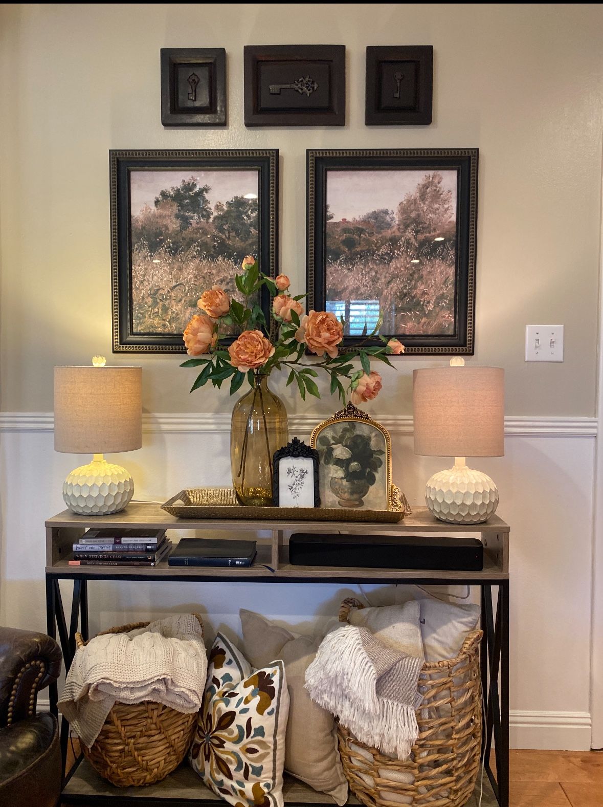 2 Tier Console Table/Entry Table, Rustic Sandstone
